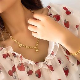 New Design Brand Heart U type T Love locks Necklace for Women Stainless Steel Accessories Zircon silver color gold rose Jewelry gi302g