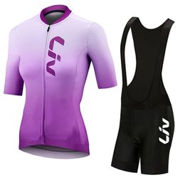 Cycling Jersey Sets Women Cycling Jersey LIV Bicycle Clothes Female Ciclismo Short sleeve suit Road Bike Clothing Riding Shirt Team girl Jersey set 230925