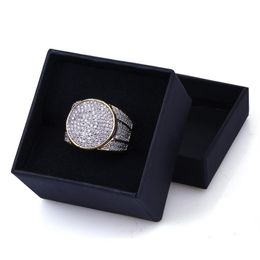 Mens Hip Hop Gold Rings Jewelry Fashion Iced Out Ring Simulation Diamond Rings For Men287u