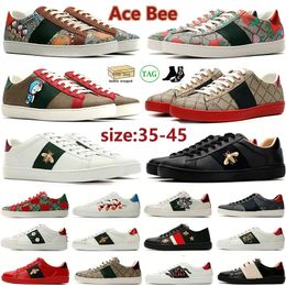 Luxury Designers Casual Shoes ACE Sneakers Casual Dress Tennis Shoes Men Women Lace Up Classic White Leather Pattern Bottom Cat Tiger Print Trainers