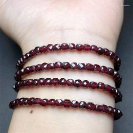 Link Bracelets Natural Garnet Cube Bracelet Crystal Healing Stone Stretch Gemstone For Women Birthday Present Lover Gift 1pcs