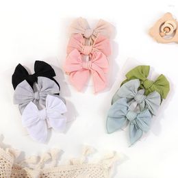 Hair Accessories 3Pcs/Set Solid Colours Clip Bowknot With Handmade Hairpin Barrettes Girl Headwear Kid For Baby Girls