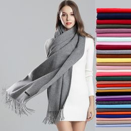 Scarves Women Solid Scarf Cashmere Pashmina Shawls Tassel Hijab Head Wraps Femme Thin Autumn Winter Tassel Scarves Bandana Designer 230923