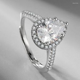 Wedding Rings Moissanite Zircon Gypsophila Silver Color Female Heart-shaped Resizable Ring Inlaid Crystal Proposal Engagement Jewelry