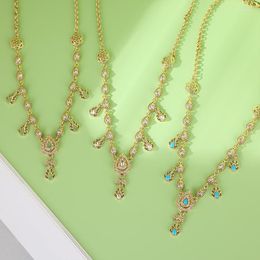 Pendant Necklaces Moroccan Wedding Dress Hair Jewellery Water Drop Forehead Chain Necklace Dual Purpose Gold Plated Kaftan Bridal Bijoux Gift