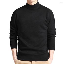 Men's Sweaters 2023 Autumn Winter Men Sweater Solid Pullovers Mock Neck Wear Thin Fashion Good Stretchability Male
