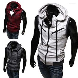 Men's Tank Tops 2023 Fashion Zipper Cardigan Sweater Mens Sleeveless Hooded Vest Jacket Plus Size S-4XL Streetwear Hoodies