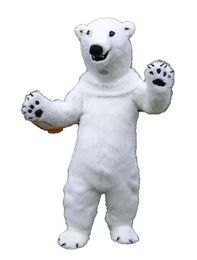 Halloween High quality Medium Length Fur White Bear Mascot Costume Cartoon Fancy Dress fast shipping Adult Size