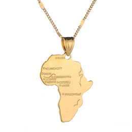 African Map Pendant Necklace Women Girl 24K Gold Colour Pendant Jewellery African Map Hiphop Jewelry234l