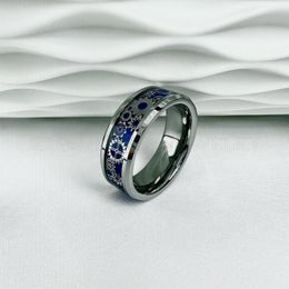 Wedding Rings Tungsten Couple Ring 6mm 8mm For Men Women Bevelled Edge Gear Purple Dark Sky Blue Carbon-Fiber Inlay Polished Finish Comfort