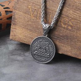 Pendant Necklaces Men's Stainless Steel Viking Dragon Boat Necklace Tree Of Life Sign Compass Amulet Vintage Jewelry As Men Gift