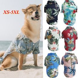 Dog Apparel Summer Clothes Cool Beach Hawaiian Style Cat Shirt Short Sleeve Coconut Tree Printing Fashion Gift For Pet 230923