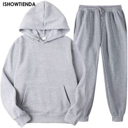 Mens Tracksuits 2 Piece Tracksuit Set Men Sportswear Long Sleeve Hoodie Sweaterpant Running Jogger Fitness Outfits Workout Casual Sweatsuit 230925