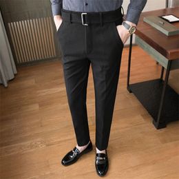 Men's Suits 2023 Men Autumn Winter High Waist Woolen Trousers Male Solid Business Casual Suit Pants Slim Fit Formal H350