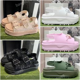 Designer Women G horseshoe Flatform sandals fashion Crystals Mesh Drill sandal Luxury Matsuke thick sole rubber faced sandals Size 35-42