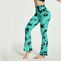 Active Pants Tie Dye Yoga Women Seamless High Waist Fitness Workout Leggings Quick-Drying Wide Leg Sports