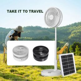 Solar Fan with Battery Rechargeable 5200mah 8 in'' Foldaway Standing Fan 3 Speeds Portable for Outdoor Camping LL