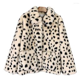 Women's Fur Short Leopard Coat Winter Jackets For Women 2023 In Outerwears Female Lapel Faux Fluffy Jacket Overcoats