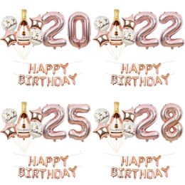 Other Event Party Supplies 20pcs Sweet 20 21 22 23 24 25 26 27 28 29 Years Birthday Balloons Banner Girl Rose Gold Champagne Bottle Balls Party Decorations 230923