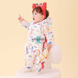 Down Coat Baby Thickened Down Jacket Dinosaur Cartoon White One-Piece Clothes Boys Girls Kids Hugging Crawling Clothes Newborn Suit Winter YQ230925 YQ230925