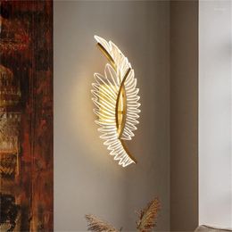 Wall Lamp TEMAR Postmodern Brass Lights Sconces Simple Feather Shape Fixtures Decorative For Home