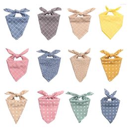 Dog Apparel Pet Bandanas Plaid Dots Style Cotton Washable Scarf Bowties Collar Square Bib For Puppies Kittens