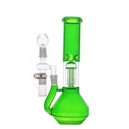 14 Mm Female Glass Hookah Bubbler Recycler Water Smoking Pipe Inline Arm Tree Percolator Pipes Honeycomb Disc Bong with Reclaim Catcher Adapter and Dome Nail Pipe