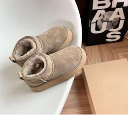Ultra Mini Boot Designer Woman Platform Snow Boots Australia Fur Warm Shoes Real Leather Chestnut Ankle Fluffy Booties Women Antelope brown colour