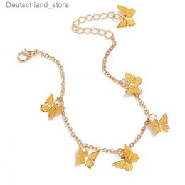 Charm Bracelets New Arrival Single Layer Butterfly Bracelet Simple Girls Sweet Butterfly Pendant Charm Bracelets Hand Jewellery Gifts For Women Q230925