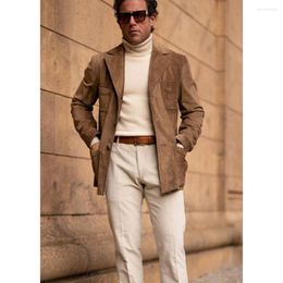 Men's Jackets Jacket Suede Fabric Slim Fashion Design Comfortable Commuting Male Suit In Suits & Blazers Costumes Full