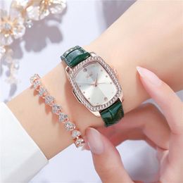 Wristwatches 2024 Retro Square Quartz Luxury Dial Casual Wrist Watches Leather Strap Fashionable Clock Waterproof Wristwatch For Women