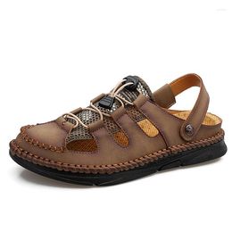 Slippers Men's Summer Sandals Leather Men Shoes Large Size Fashion Big 38-48