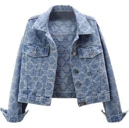 C2036 Jacket New Women Designer 2024S Long Sleeve Lapel Neck Jeans Jackets Denim Women s