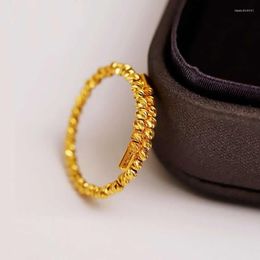 Cluster Rings Pure 24K Yellow Gold Ring Women 999 Beads Band