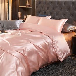 Bedding sets Luxury Rayon Satin Bedding Set Duvet Cover Set Single Double King Size Bedding Kit 2pcs3pcs4pcs Bed Cover Bed Linen Set 230925