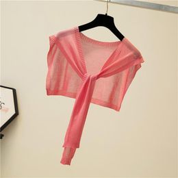 Scarves Charming Small Shawl Ribbed Trim Dressing Up Lightweight Summer Lady Knitted Thin Shoulder