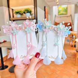 Hair Accessories Elegant Vintage Lovely Antique Cute Flower Plush Butterfly Hairpin Children's Clip Korean Style