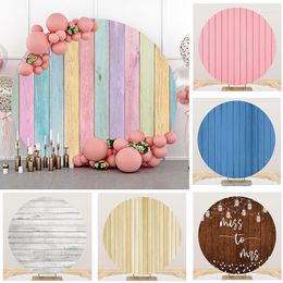 Party Decoration Wooden Board Print Round Backdrop Custom Poster Wedding Baby Shower Birthday Elastic Circle Po Background