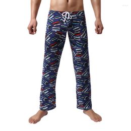 Men's Sleepwear Mens Sleep Bottoms Printed Loose Trousers Lounge Wear Pants Casual Drawstring Pantalones Underwear Pyjamas