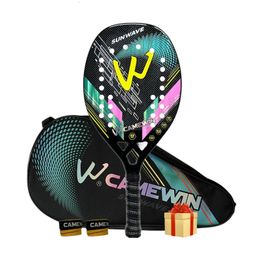 Tennis Rackets 3K Camewin Beach Racket Full Carbon Fibre Rough Surface With Cover Bag Send Overglue Gift For Adult Senior Player 230925