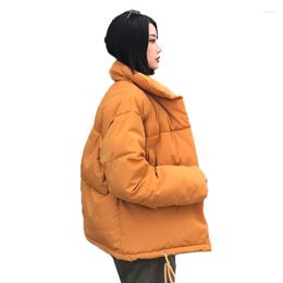 Women's Trench Coats Korean Style Fashion Stand Collar Parkas Women Fad Winter Thick Female Jackets Warm Solid Down Cotton Ladies Outwear