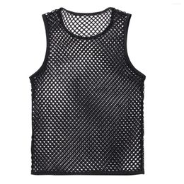 Men's Tank Tops Fashion Muscle Pullover Loose Hollow Eye-Catching Mesh Shirt Casual Sexy Vest Top Men Sleeveless Shirts Y2k