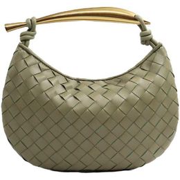 Venetasbottegas Leather Sardine Handbag Medium and Large Size Bag Shark Woven Cowhide Dumpling Women's Cy