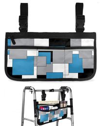 Storage Bags Blue Black Grey Patchwork Abstract Art Mediaeval Style Wheelchair Bag Armrest Side Electric Scooter Pouch