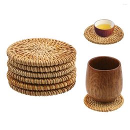 Table Mats DIY Tableware Decor 6Pcs/Set Round Placemat Insulation Coasters Set For Kungfu Tea Accessories Kitchen