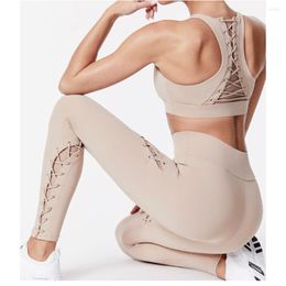 Yoga Outfit 2023 Sports Bra For Women Gym Fitness Running Mesh Stitching Strap Design Shockproof Brasieres Para Mujer