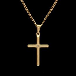 Hiphop Stainless Steel Chain Gold-plated Cross Men Pendant Necklace Jewellery Necklace Nice Gift Women's Sweater Chain Fashion 273x