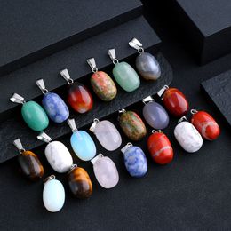 Carving irregular Oval Egg Natural Stone Rose Quartz Charms green white crystal Chakra Pendants for Jewellery Making