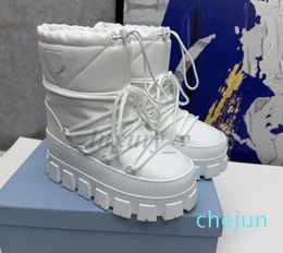 Designer Snow Boots Women Nylon Waterproof Cotton Boot Thick-soled Platform Ankle Boots Down Lace-upoties