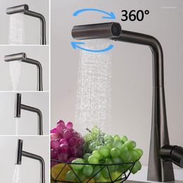 Kitchen Faucets Black ABS Gray Pull Out Rotation Waterfall Stream Sprayer Head Sink Mixer Brushed Nickle Water Tap Accessorie
